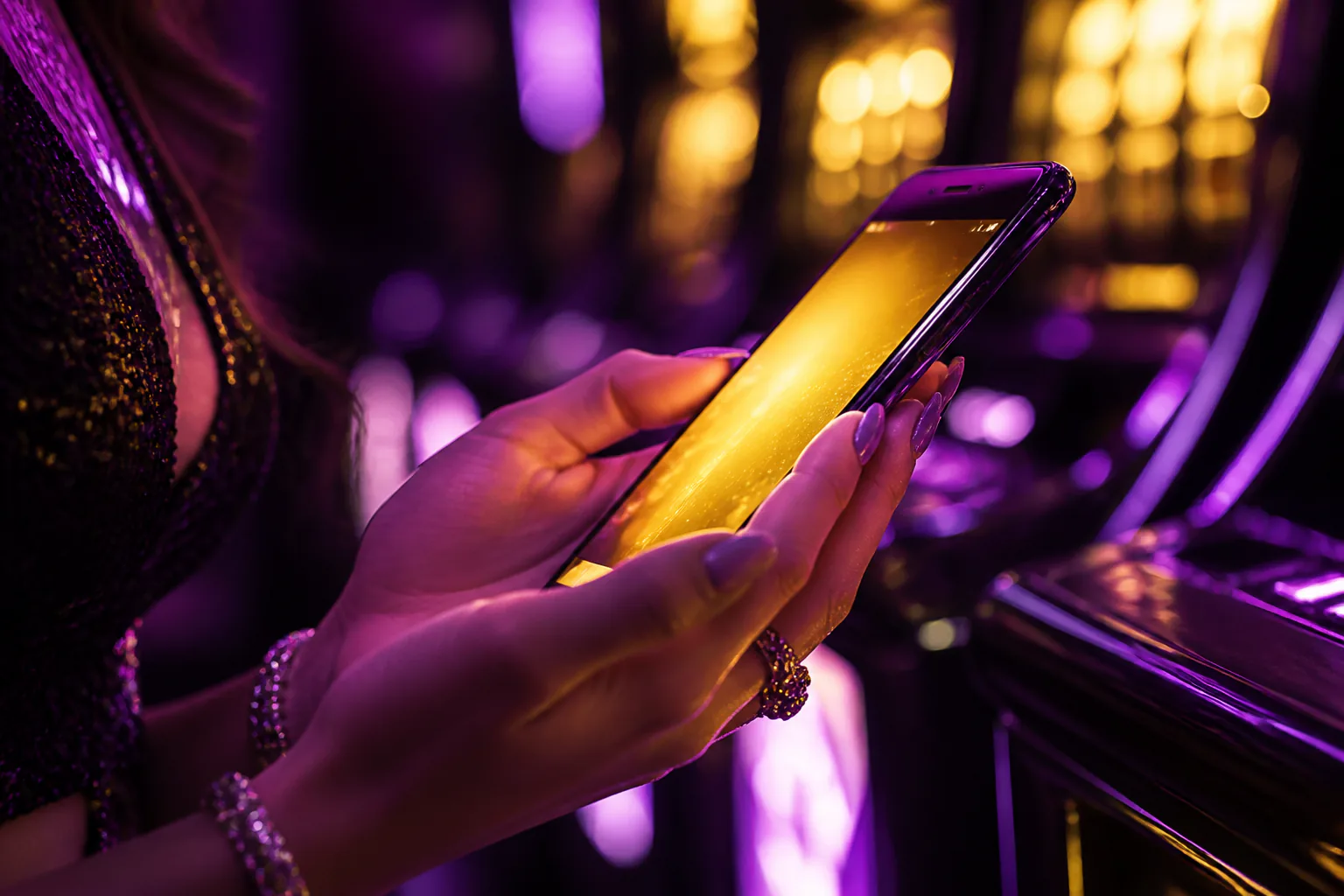 Manos sosteniendo un móvil iluminado para el Dragonia Casino login